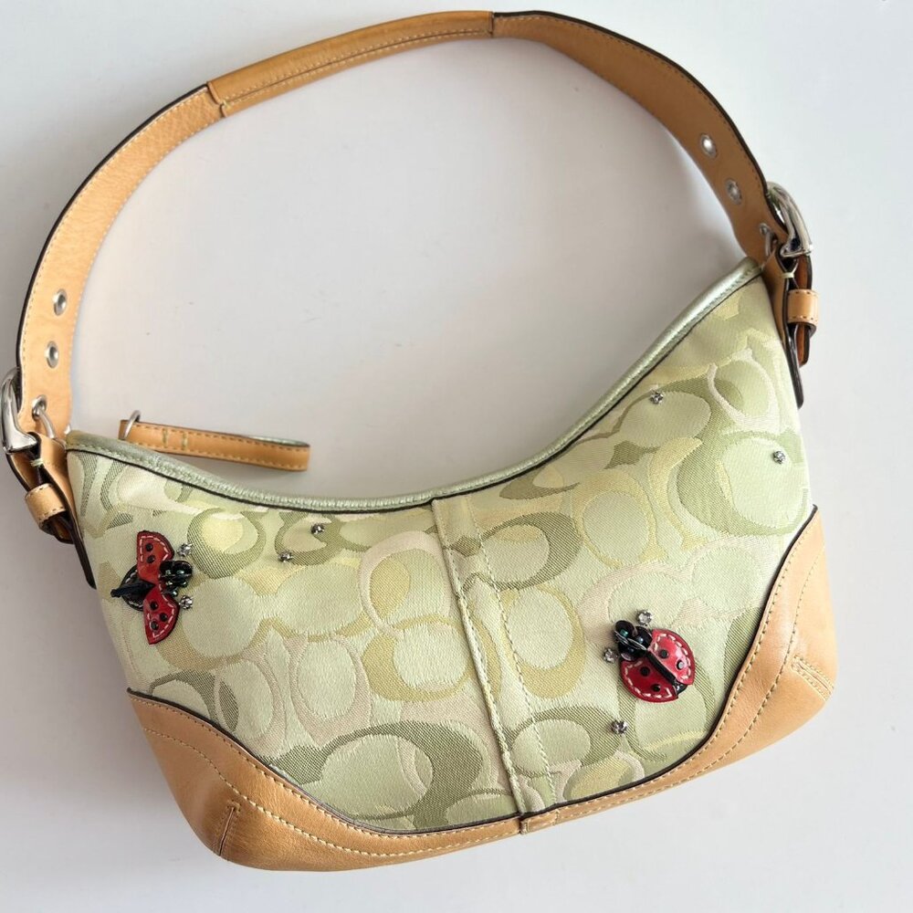 Coach Optic Signature Monogram Ladybug Mini Hobo Bag